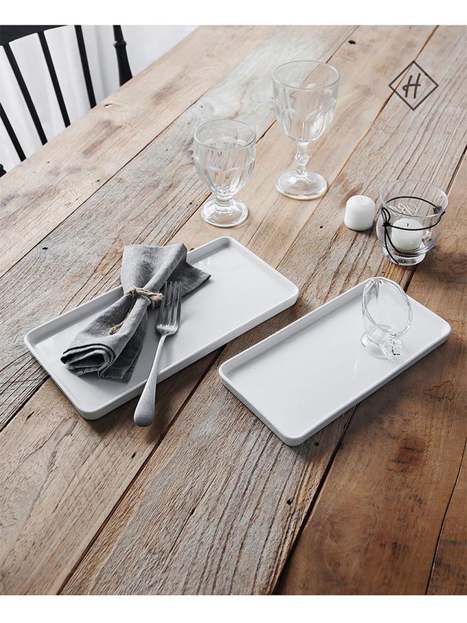 韓國 SSUEIM - LEED系列莫蘭迪陶瓷長方形淺盤Ｍ (白色)