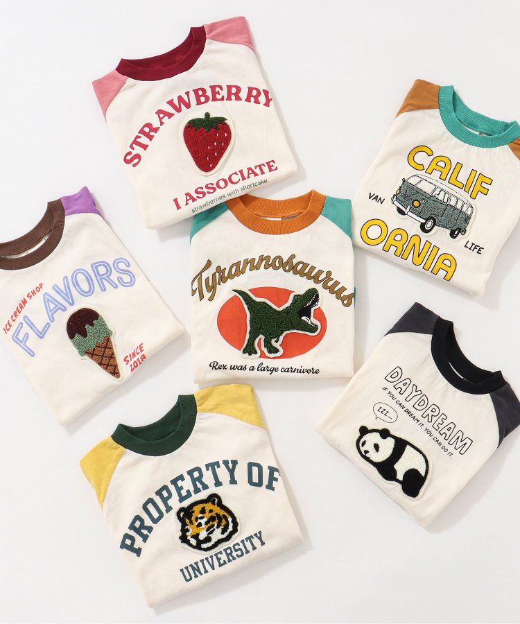 日本 BREEZE - 刺繡徽章撞色長袖上衣-熊貓-炭黑