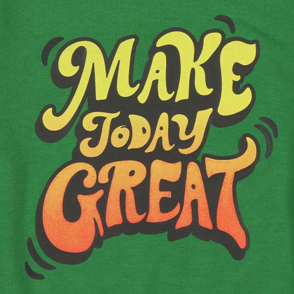 日本西松屋 - 裏毛圓領印花長袖上衣-Make today great-黑