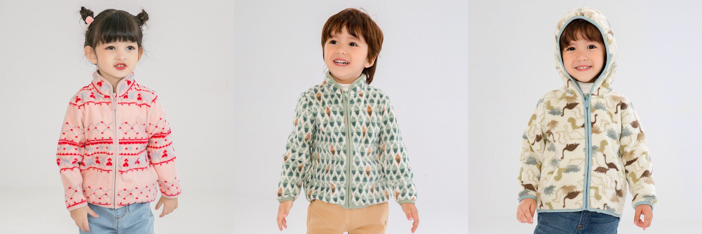 Fleece搖粒絨兒童外套-淺紫菱格紋