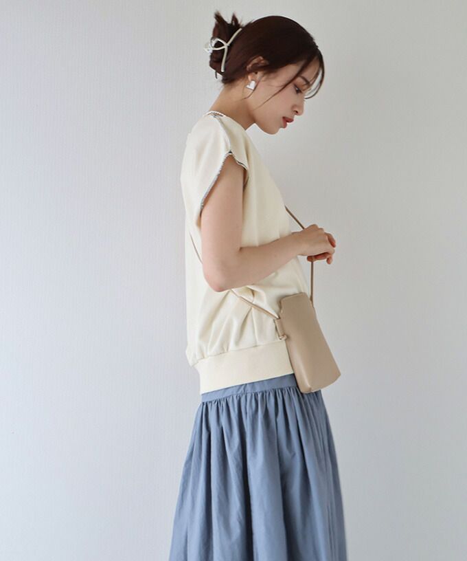 日本 BLUE EAST - 氣質修身法式短袖上衣x滾邊魚尾裙套裝-黑