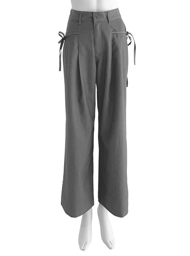 日本 GRL - 側蝴蝶結綁帶西裝褲-黑