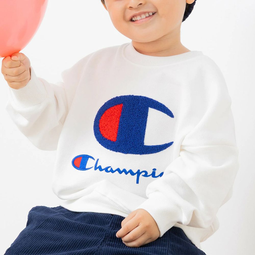 Champion顯眼刺繡裏毛長袖上衣-白
