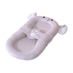 JOYNA - 多用途嬰兒中床 防吐奶防翻身(附玩具架 防吐奶枕 蚊帳 隔尿墊)-灰小象-立體加密款 (100x56cm)