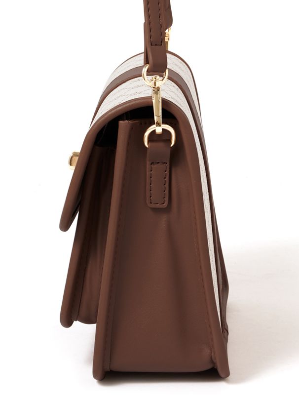 日本 GRL - 滿版花押字方形拼接側背包-杏