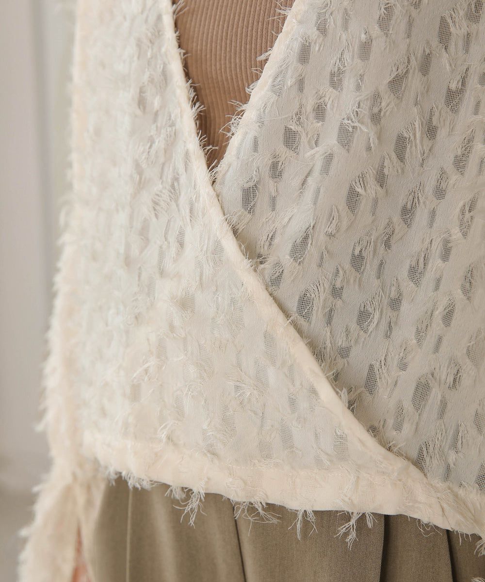 日本 Bab - 2WAY透感抽鬚糖果袖上衣-淺粉