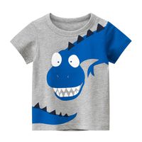 27KIDS - 純棉短袖上衣-逗趣恐龍-花灰色
