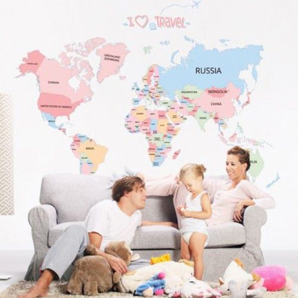 時尚壁貼-彩色世界地圖 (60cm*90cm)