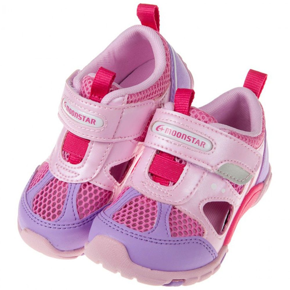 Moonstar日本月星 - 粉色網布透氣兒童機能運動鞋