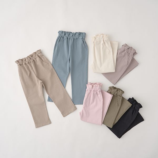 日本 Lycee mine - 俏麗皺摺錐形彈力長褲-黑