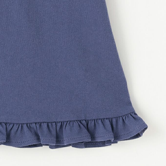 日本 petit main - 荷葉邊英文刺繡短袖上衣-H-淺粉紅