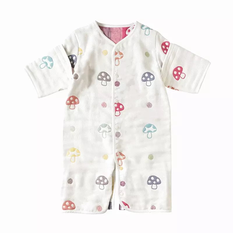 日本 Hoppetta - 蘑菇六層紗可拆袖成長型睡袍