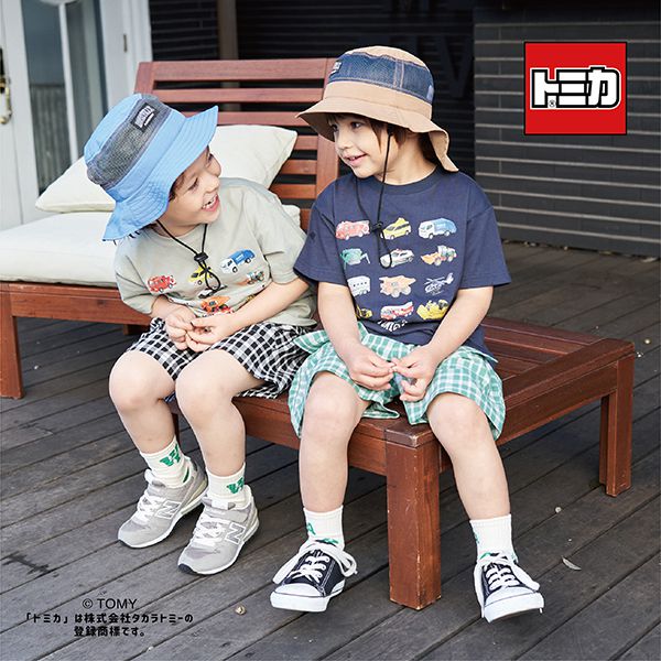 日本 b-ROOM - TOMICA聯名 印花短袖上衣-好多車車-深藍