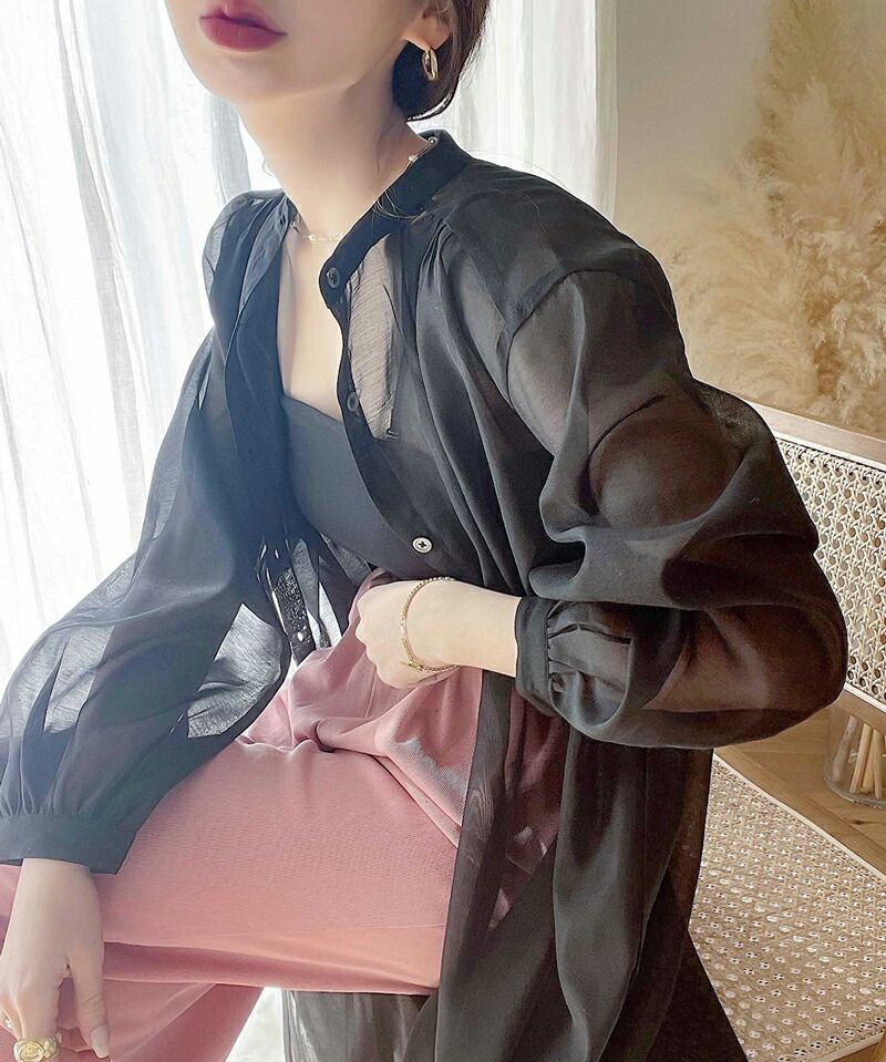 日本 Classical Elf - 2WAY穿搭透膚長版襯衫-淺綠