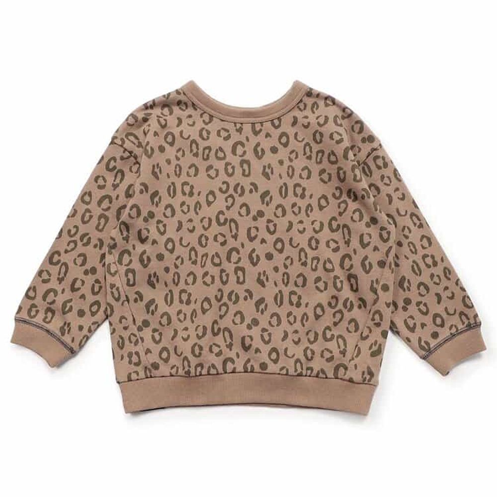 正反OK！前後兩穿縮口長袖上衣-豹紋-咖啡