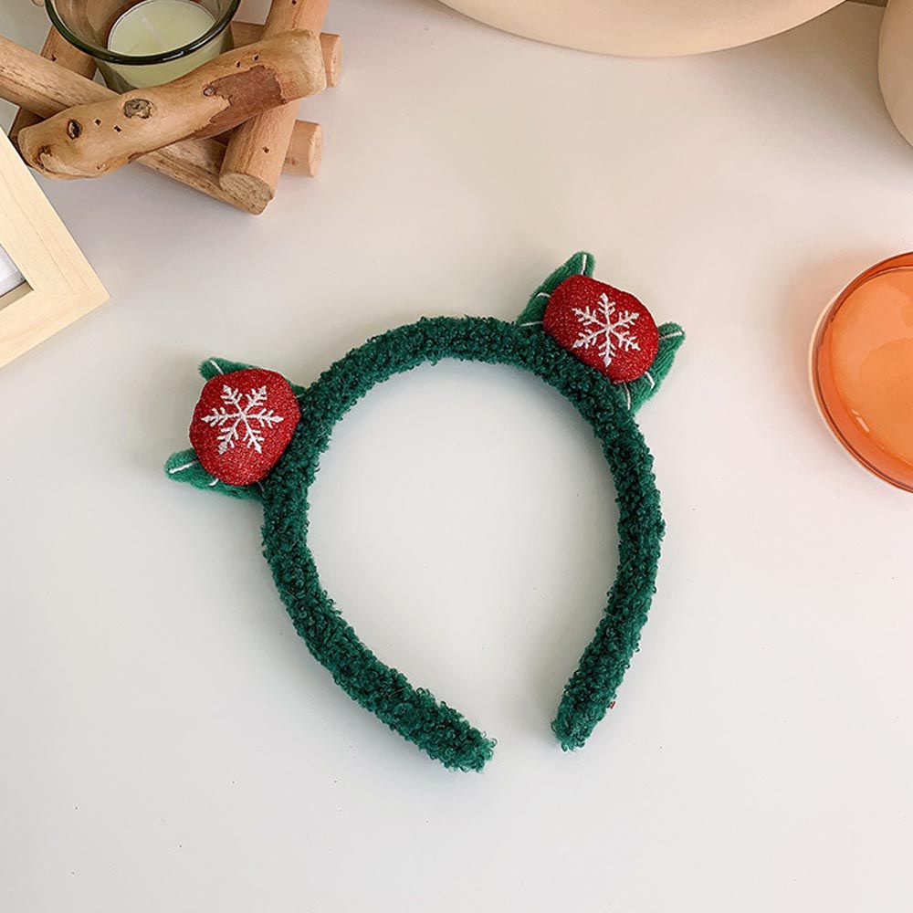 聖誕節造型兒童髮箍-雪花蝴蝶結-綠色