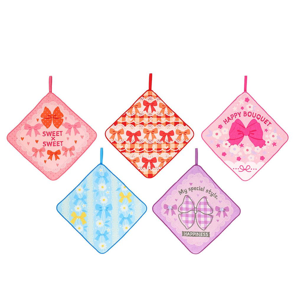 擦手巾5件組-甜美蝴蝶結 (約25×25cm)