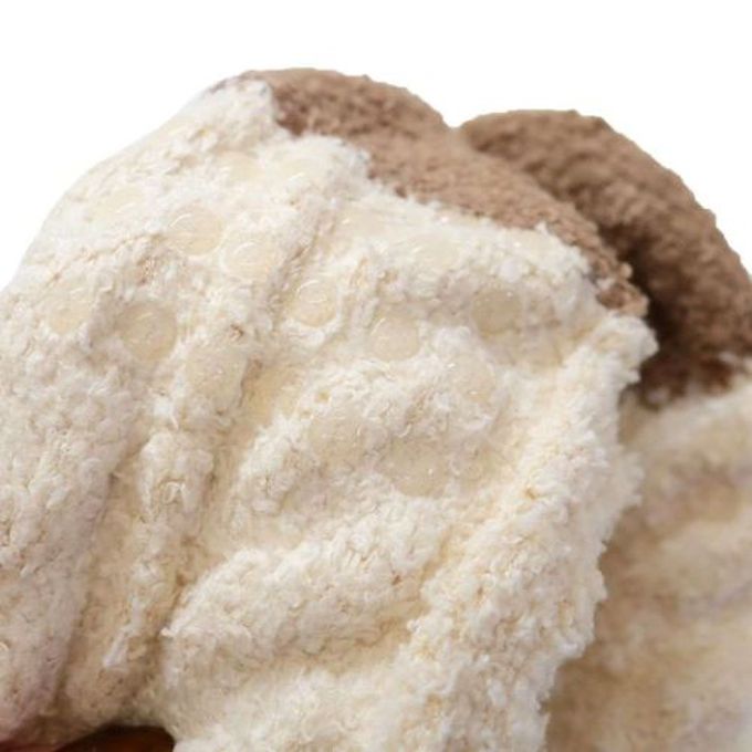 日本 friendshill - 可愛刺繡柔軟針織保暖長襪-捲毛小狗-米杏 (22-25cm)