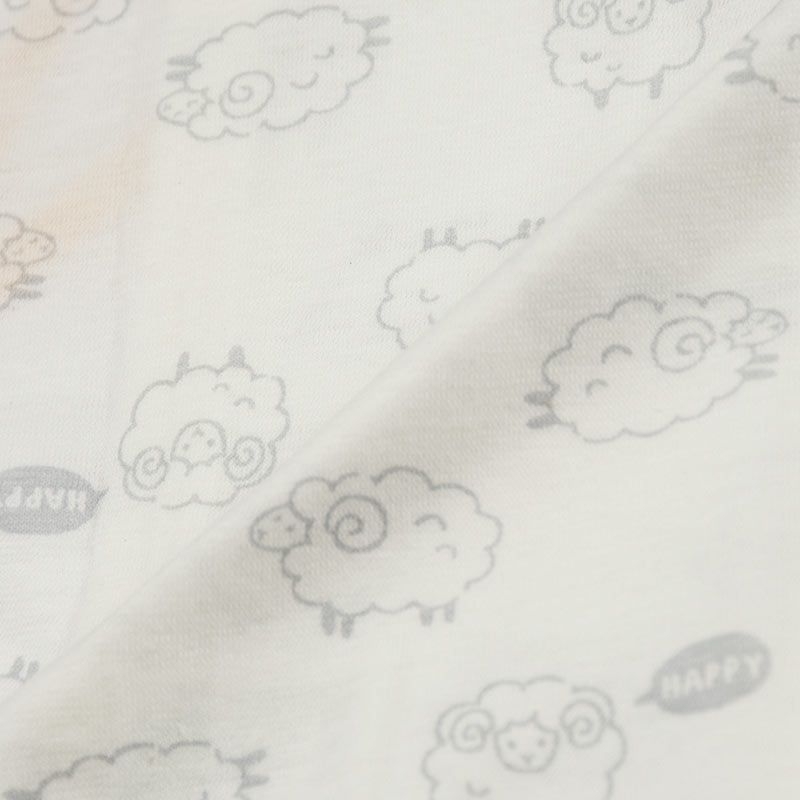 akachan honpo - 新生兒內衣6件組長袖 釦子款-動物-淡灰色 (50～60cm)