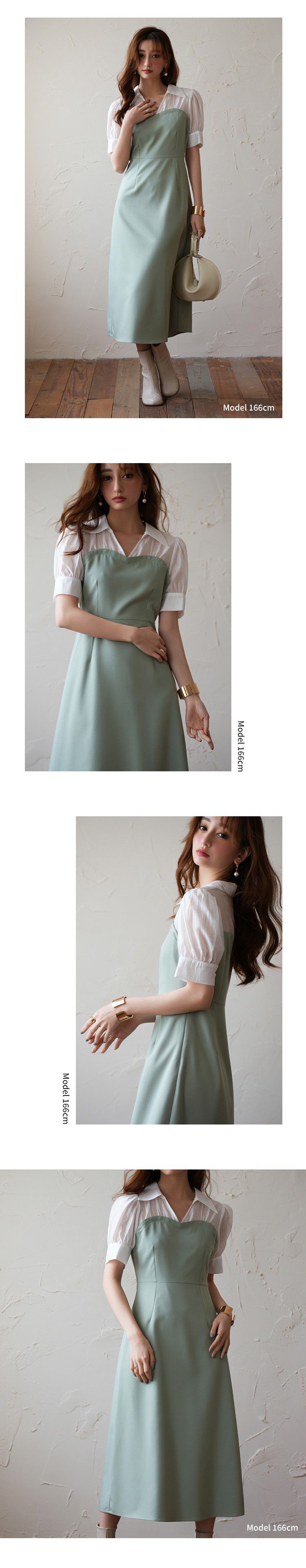 日本女裝代購 - 桃心設計拼接修身洋裝-莓果紫