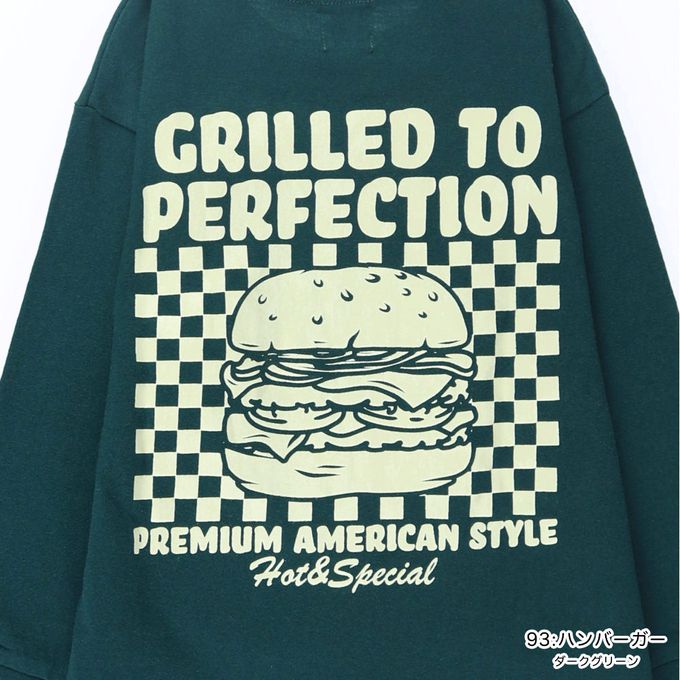 日本 BRANSHES - 100%棉 印花薄長袖上衣-漢堡-橘