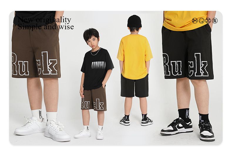 休閒短褲-大英文字款-咖啡色