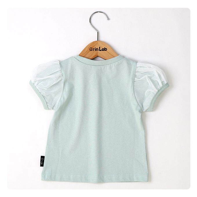 日本 ZOOLAND - 薄紗澎澎甜美短袖上衣-melody-薄荷