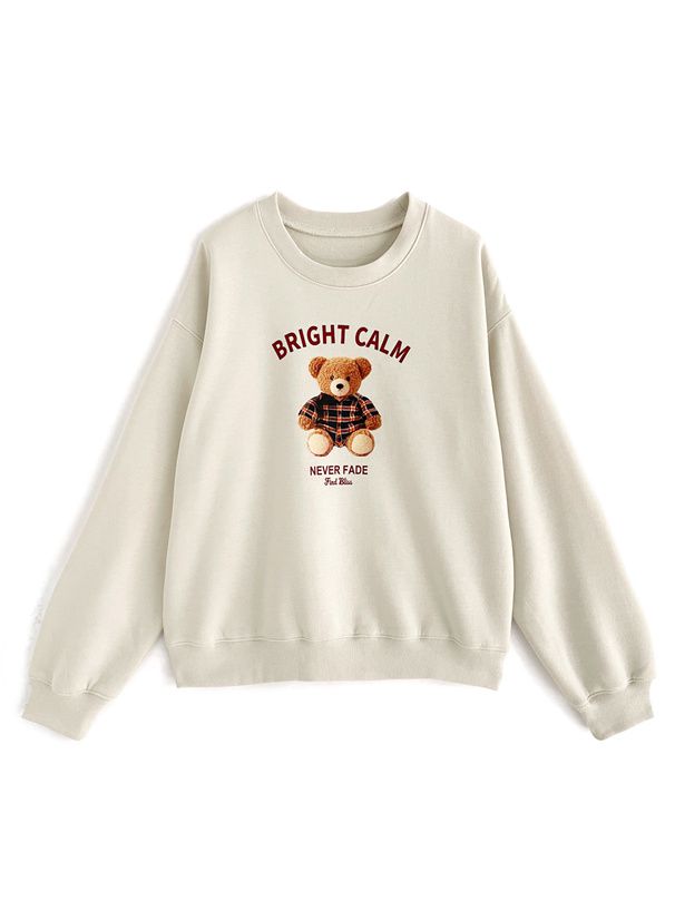 日本 GRL - 可愛小熊印花大學T-粉紅 (F)