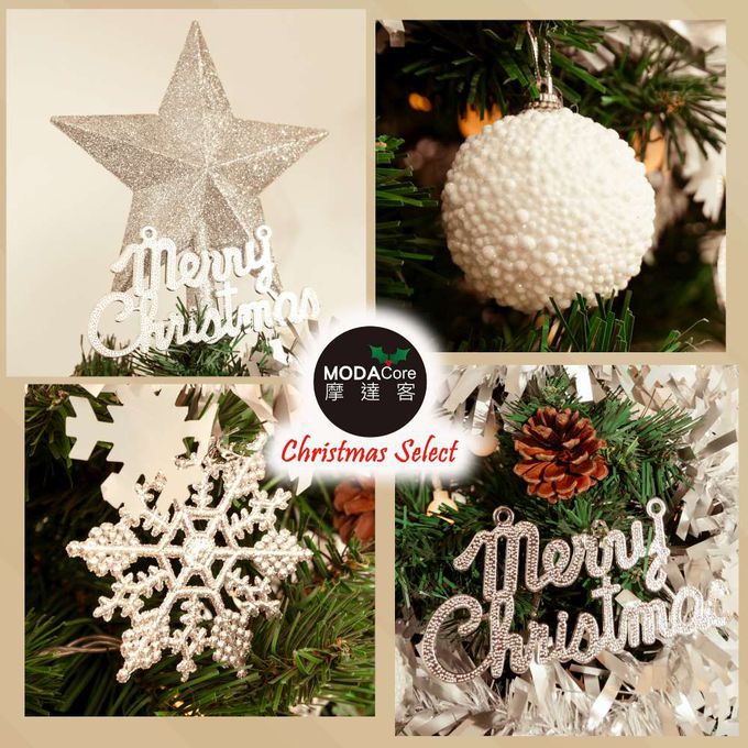 MODACore 摩達客 - 摩達客台製5尺/5呎(150cm)豪華型裝飾綠色聖誕樹/銀白大雪花白果球系全套飾品組不含燈/本島免運費
