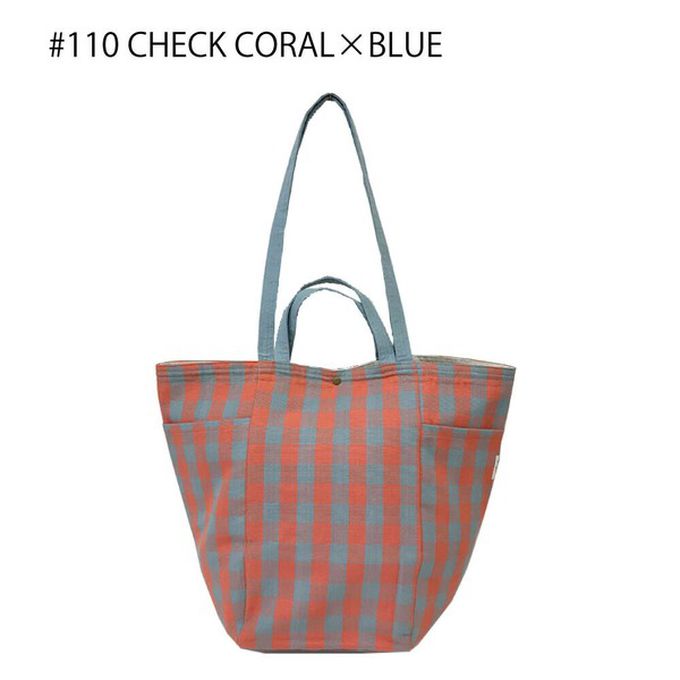 日本 Chepeli - [定番]印度棉大容量2way手提包(15L)-藍棕格紋 (約34x46x20cm)