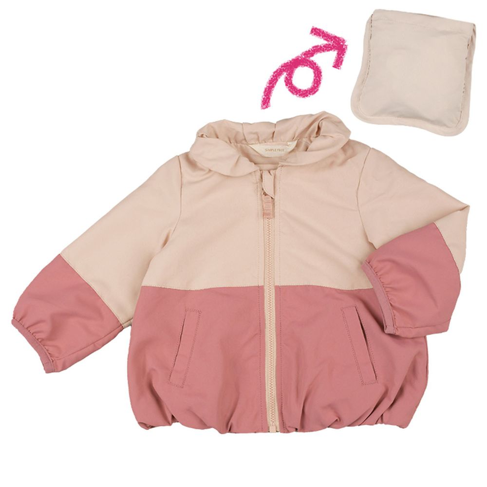 akachan honpo - 夾克-可攜式防潑水-粉紅色