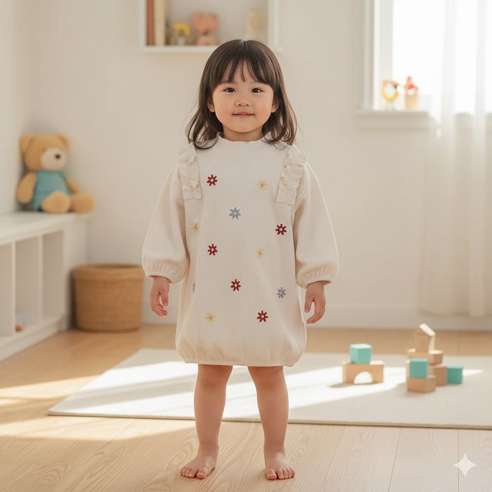 長袖洋裝-刺繡-象牙白色