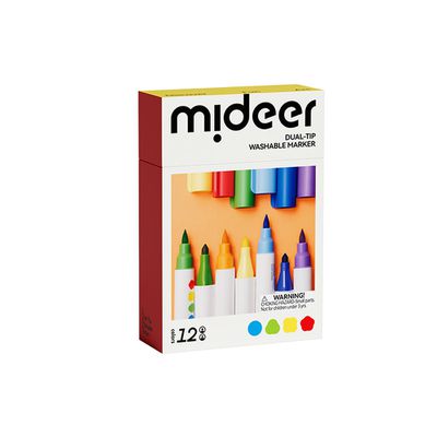 Mideer - 雙頭可洗式彩色筆-硬頭&軟毛頭(12色)