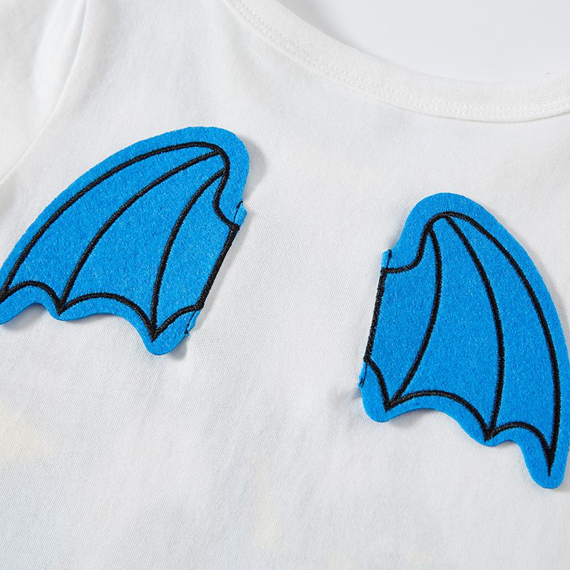 BE TOP - 純棉短袖上衣-飛天恐龍-白色