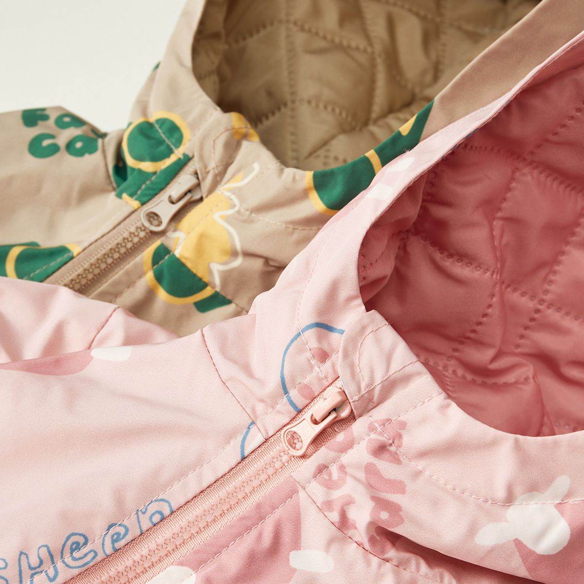 加厚拼色三合一衝鋒外套-冰淇淋雲朵-粉色