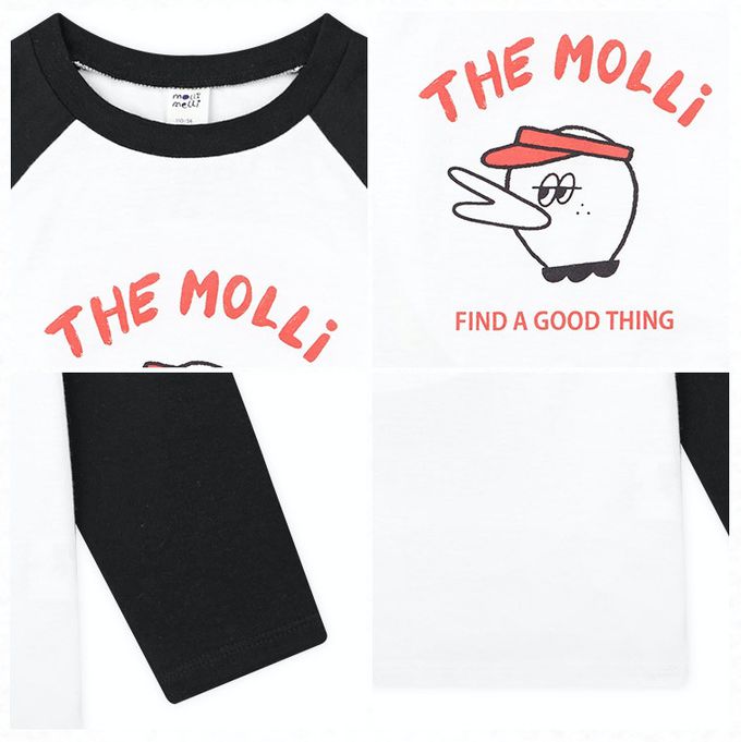 韓國 mollimelli - 厭世尖嘴鳥圓領長袖上衣-黑X白