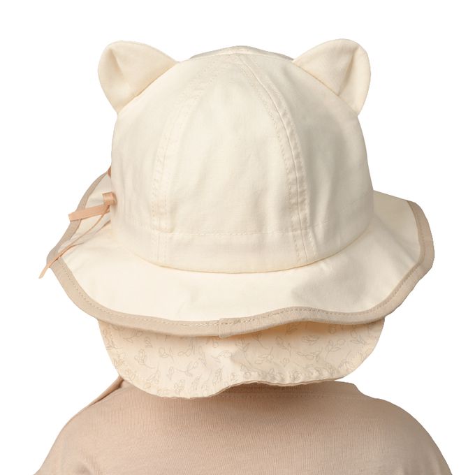 akachan honpo - 耳朵造型帽-附防曬遮陽布-象牙白色