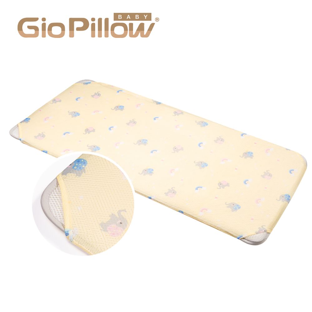 韓國 GIO Pillow - 智慧二合一有機棉超透氣排汗嬰兒床墊-派對小象