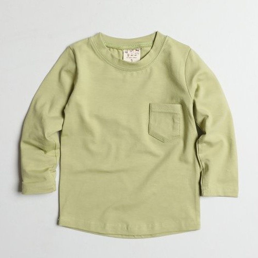 韓國製 - 小口袋莫代爾混紡上衣-抹茶綠