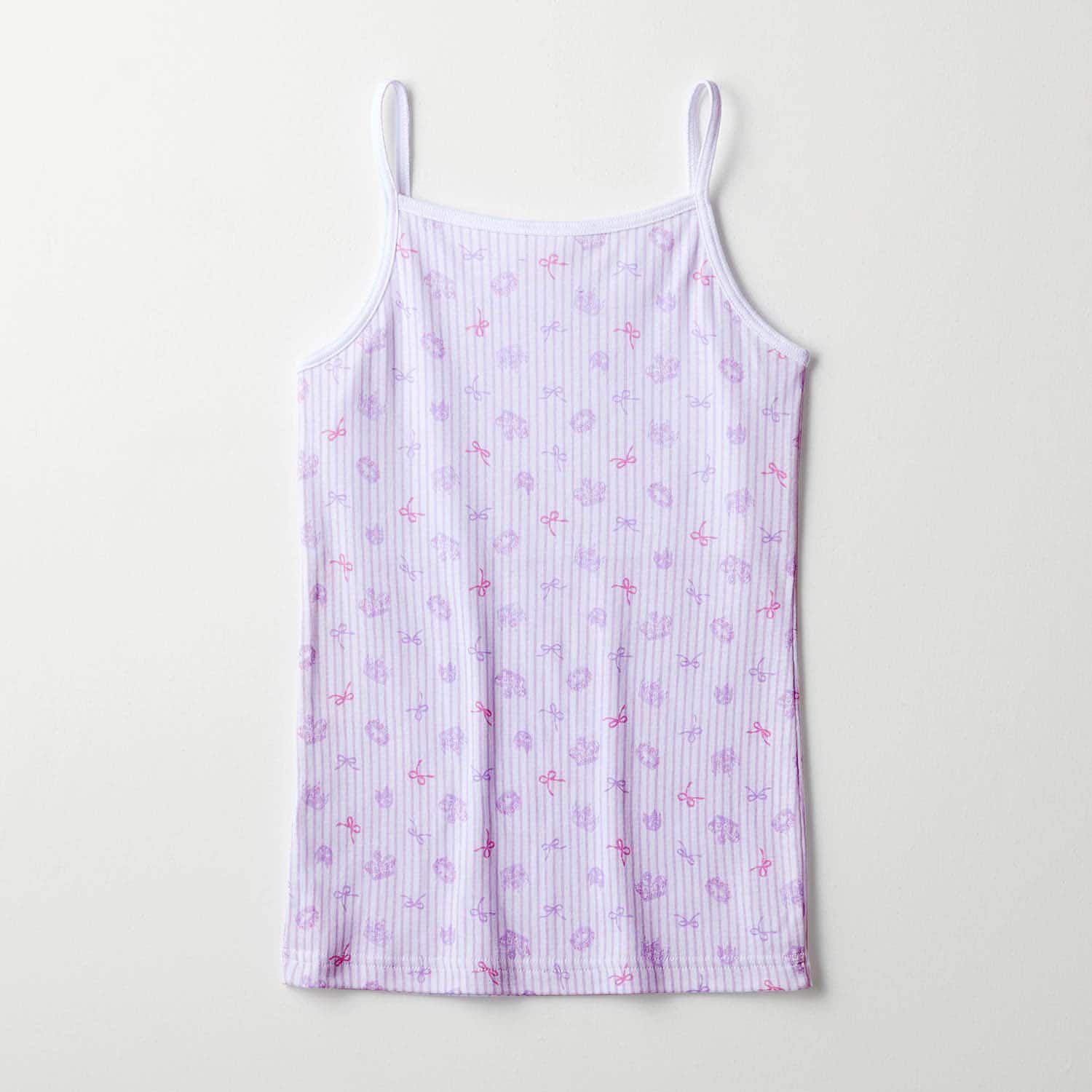 日本 Hummingchouchou - 100%棉 雙層布少女內搭/小可愛2件組-細肩帶款-水藍花朵x粉紫蝴蝶結