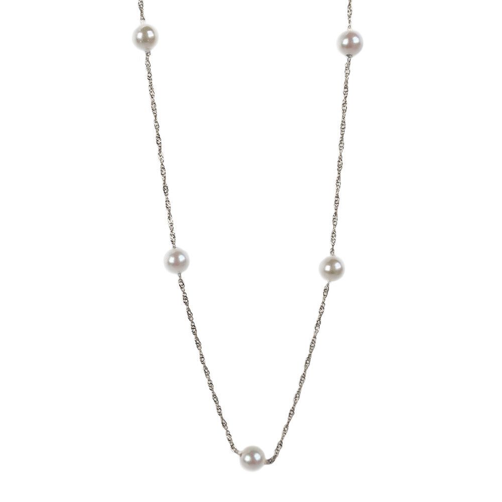 日本製 優雅女伶珍珠串項鍊-銀