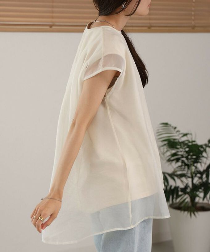 日本 Bab - [推薦]薄紗層次法式袖上衣-灰棕