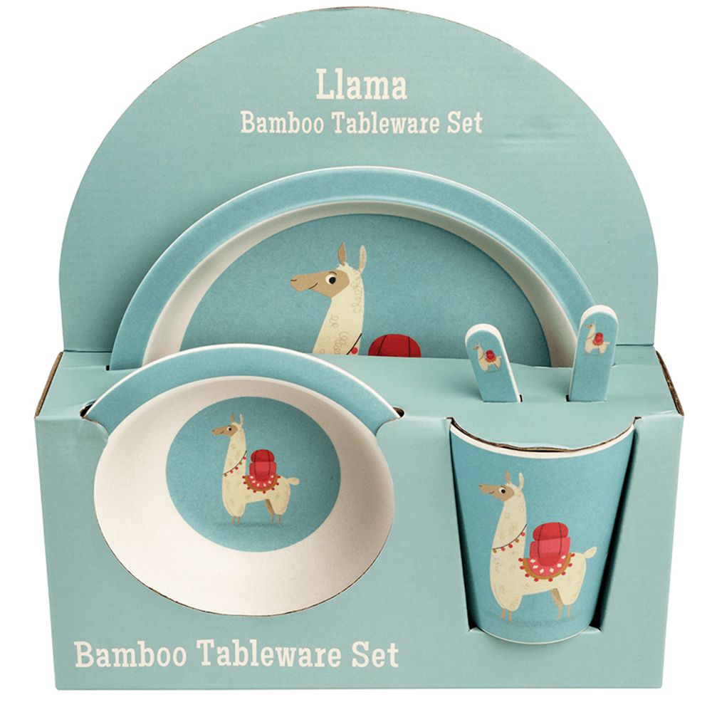 英國 Rex London - 環保竹纖維幼兒/兒童餐具5入組-羊駝