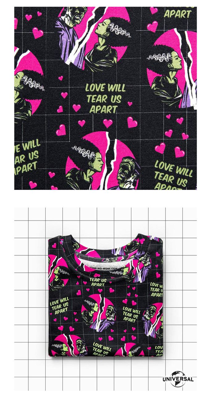 英國 SLEEP NO MORE - 100% 有機棉兒童圓領長袖上衣-環球怪物聯名/永遠在一起