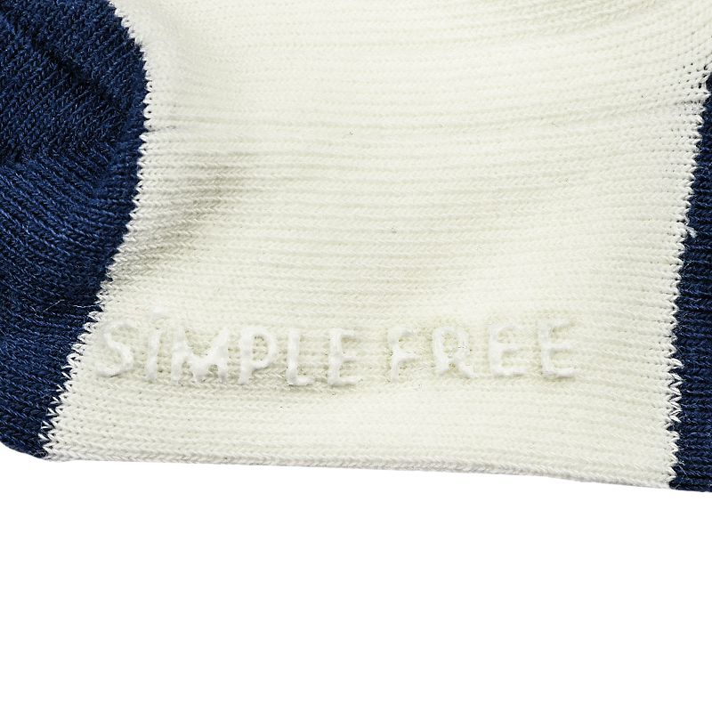 akachan honpo - 中筒襪-線條&英文字-米白色