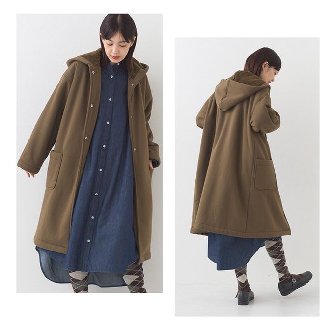 日本 OMNES - 溫暖內抓絨休閒長版連帽外套-象牙