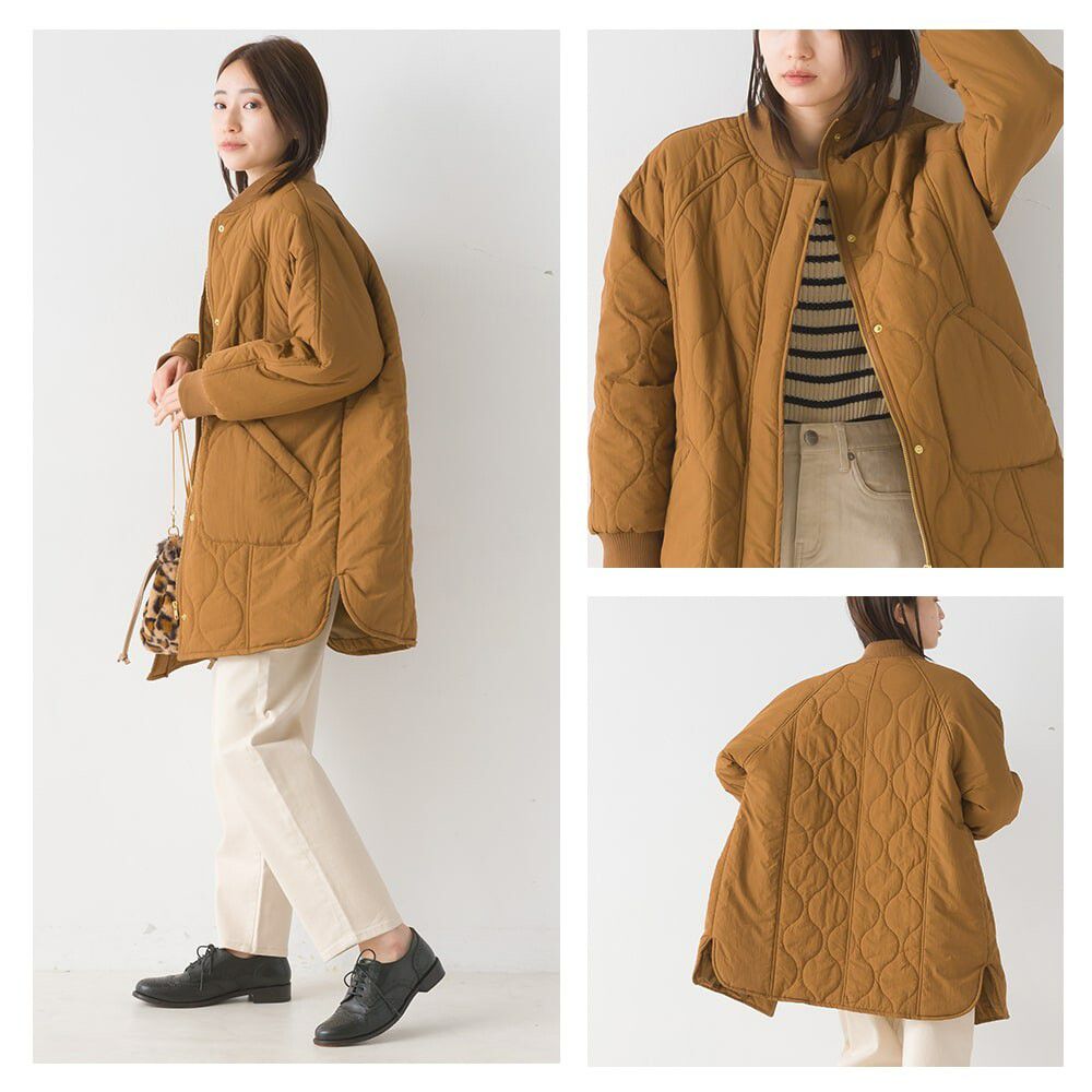 日本 OMNES - 休閒絎縫微長版大衣外套-黑