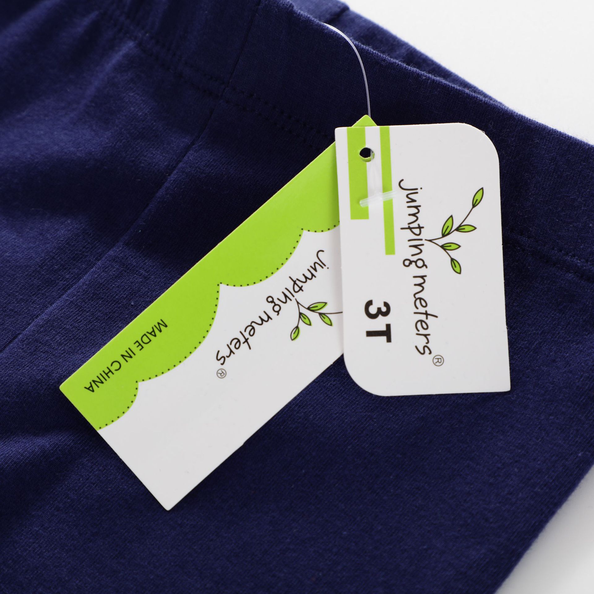 Jumping meters - 可愛刺繡立體腰鬆緊內搭褲-碎花兔兔-深藍色