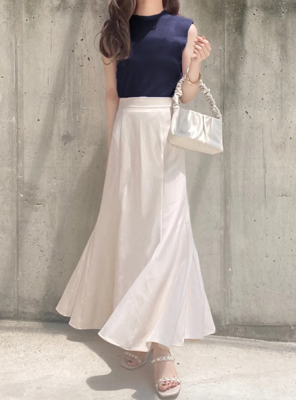 日本 GRL - 彈性薄針織顯瘦無袖上衣-天使白