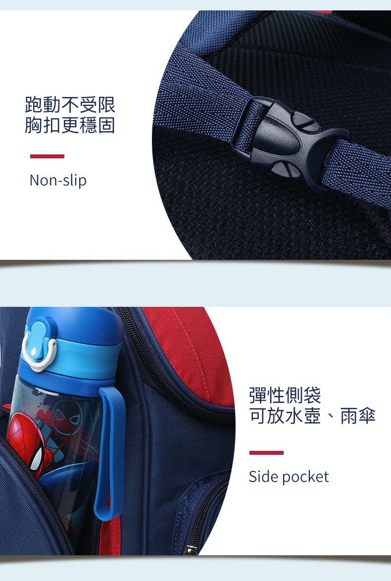 翻蓋大容量減壓書包(附筆袋)-卡通人物帥帥-藍色 (建議120~140cm)-31x17x41cm